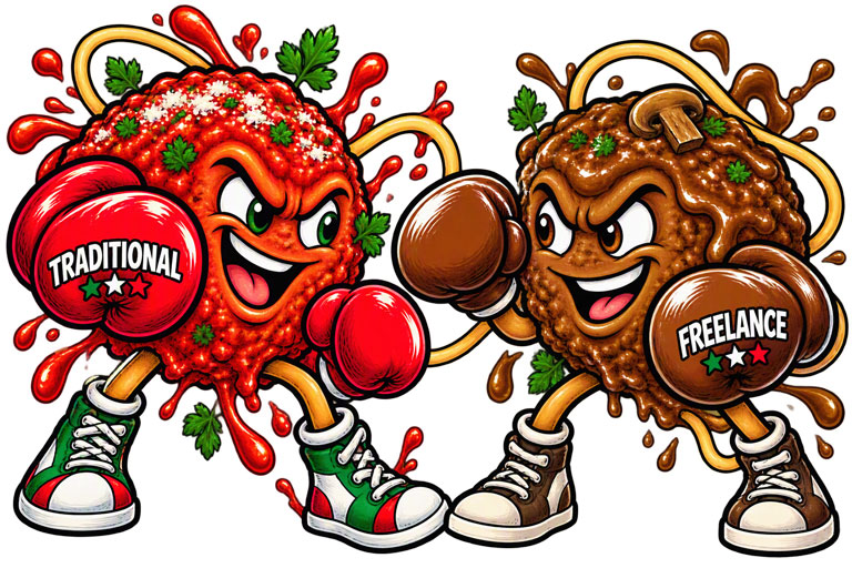 Meatball Mania boxers - one red sauce, one brown gravy